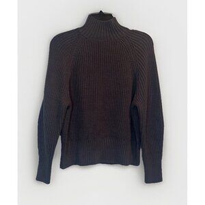 Ann Taylor Womens Gray Mock Neck Sweater Sz M Fisherman Cable Classic Preppy